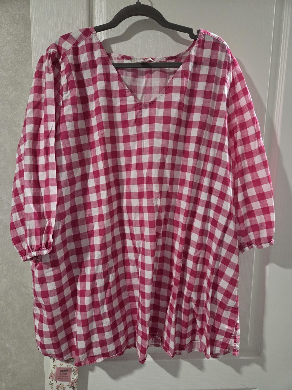Woman Within Pink and White Gingham Tunic Nwot . Cute